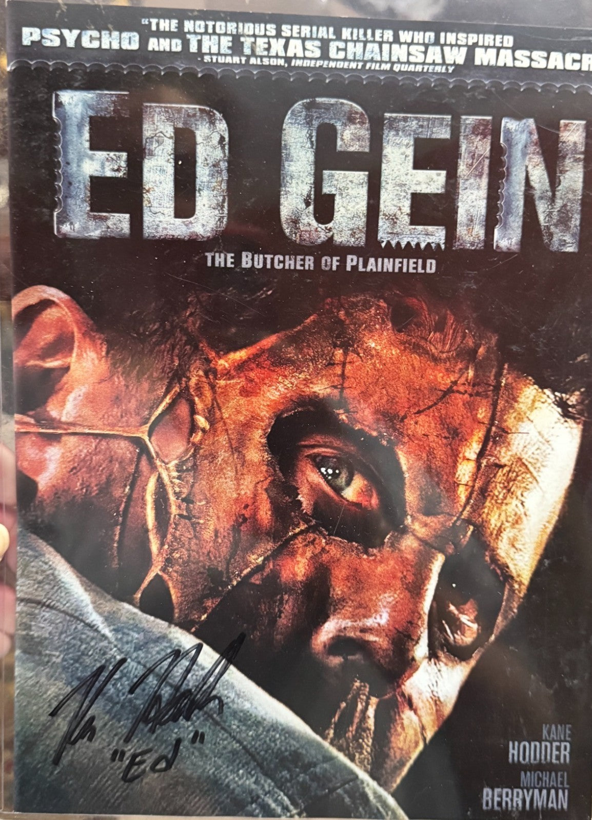 AUTOGRAPHED BY KANE HODDER COA Ed Gein: The Butcher of Plainfield DVD SLEEVE