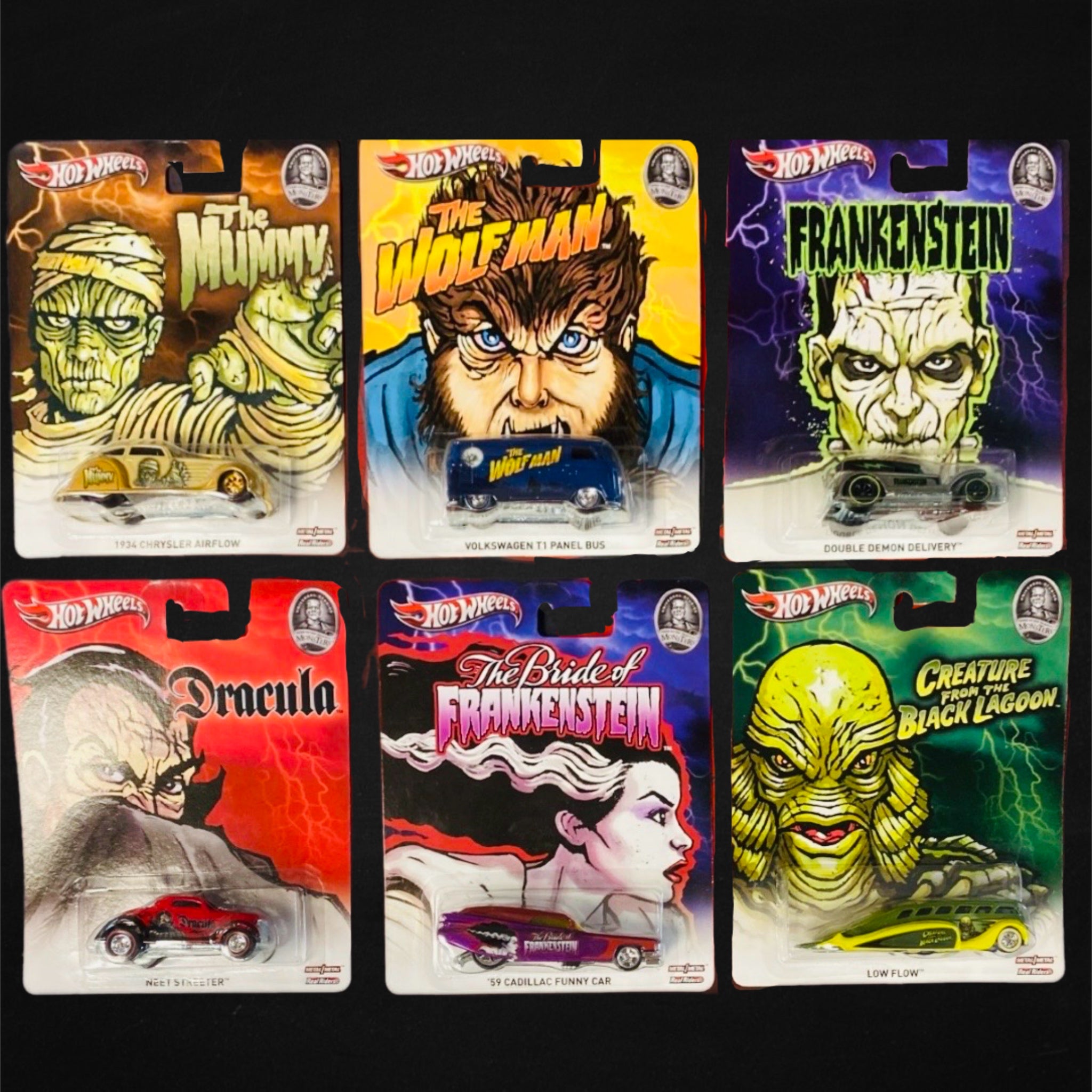 2012 Hot Wheels Universal Studios Monsters Lot Complete Set Of 6 Sealed New