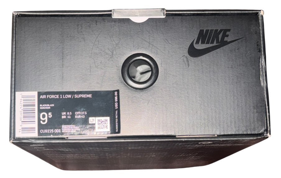 Supreme Air Force 1 Low Black Size 9.5  100% Authentic US With Box