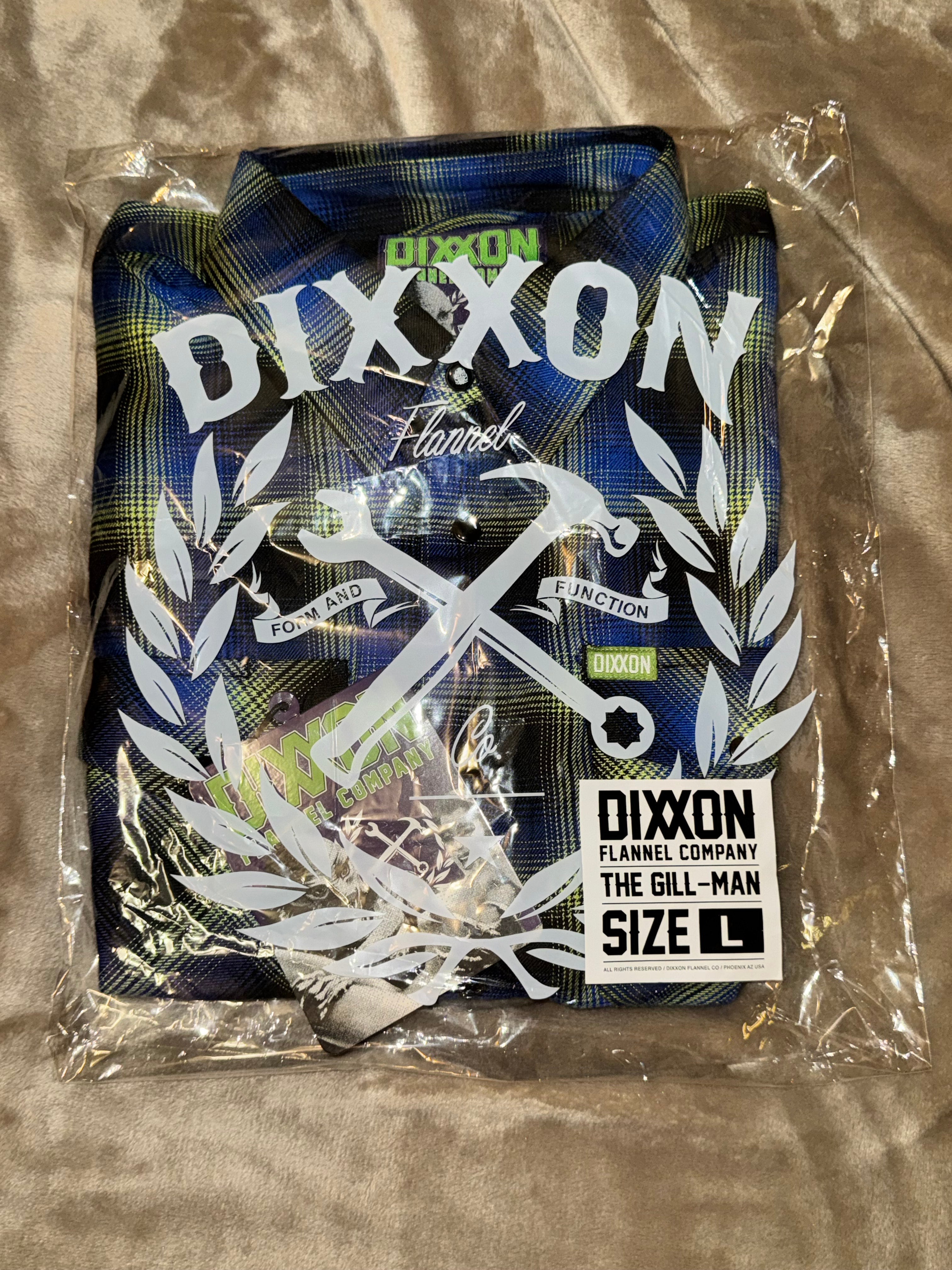 DIXXON Flannel The Gill-Man Men's LARGE Snap Plaid Shirt Horror Series