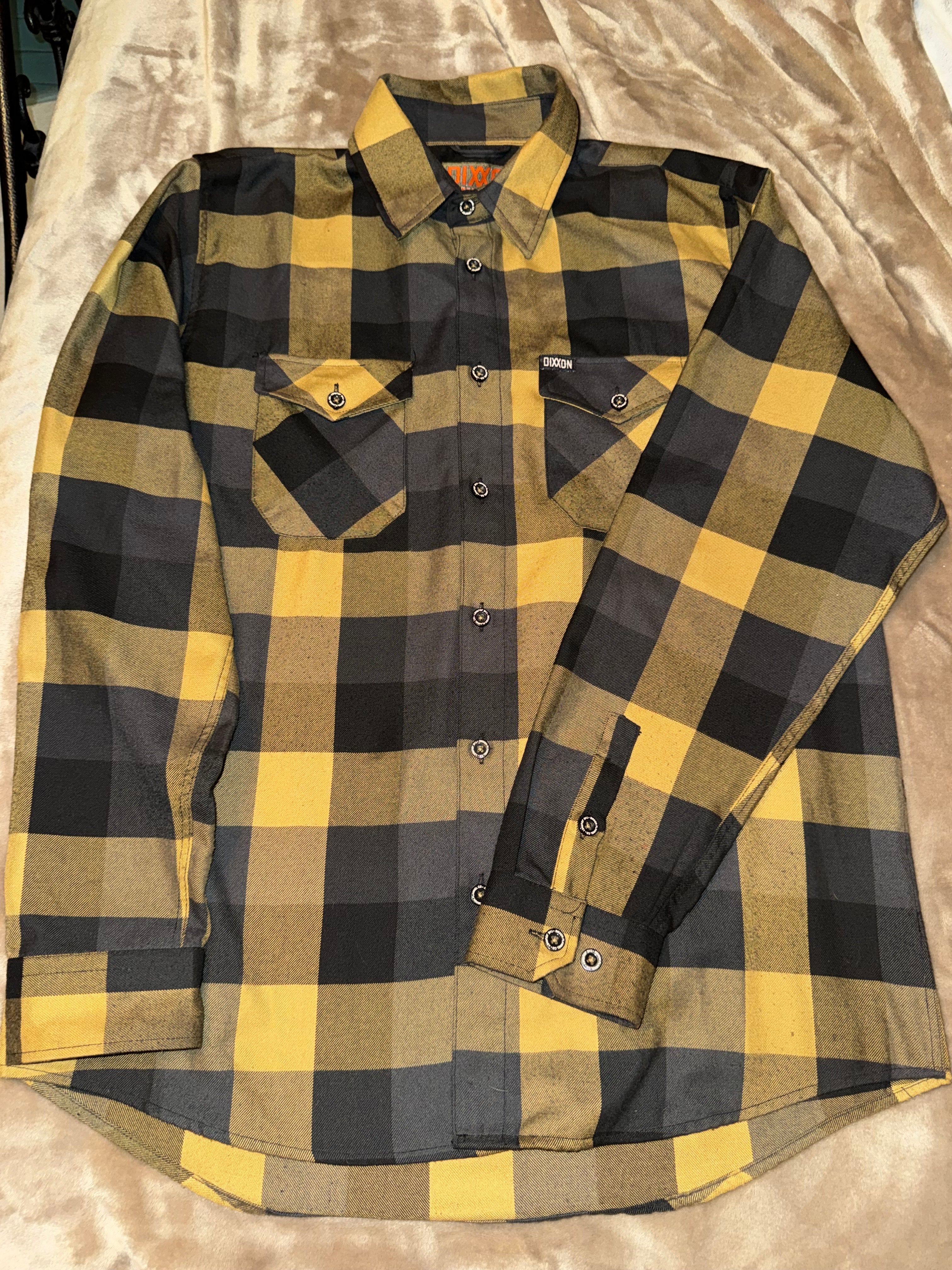 Dixxon Flannel THE JOURNEY Button Down Plaid Long Sleeve Mens Size L great condition
