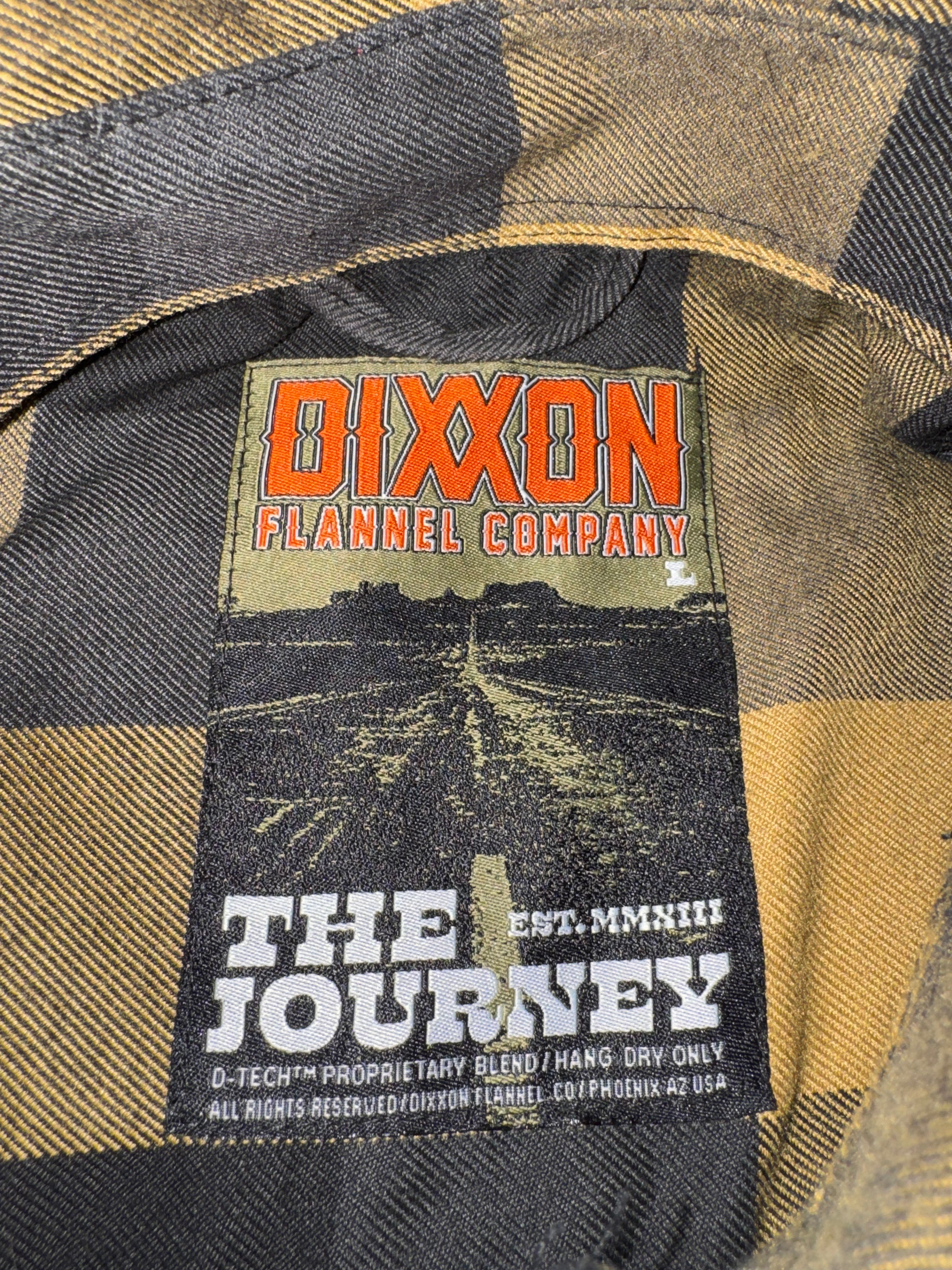 Dixxon Flannel THE JOURNEY Button Down Plaid Long Sleeve Mens Size L great condition