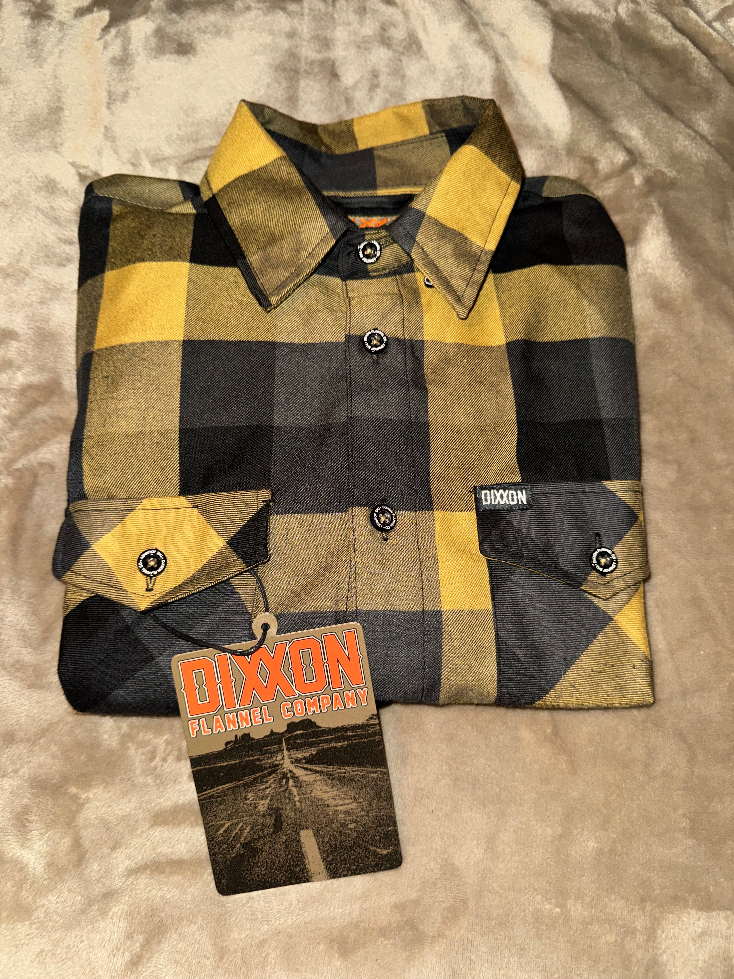 Dixxon Flannel THE JOURNEY Button Down Plaid Long Sleeve Mens Size L great condition