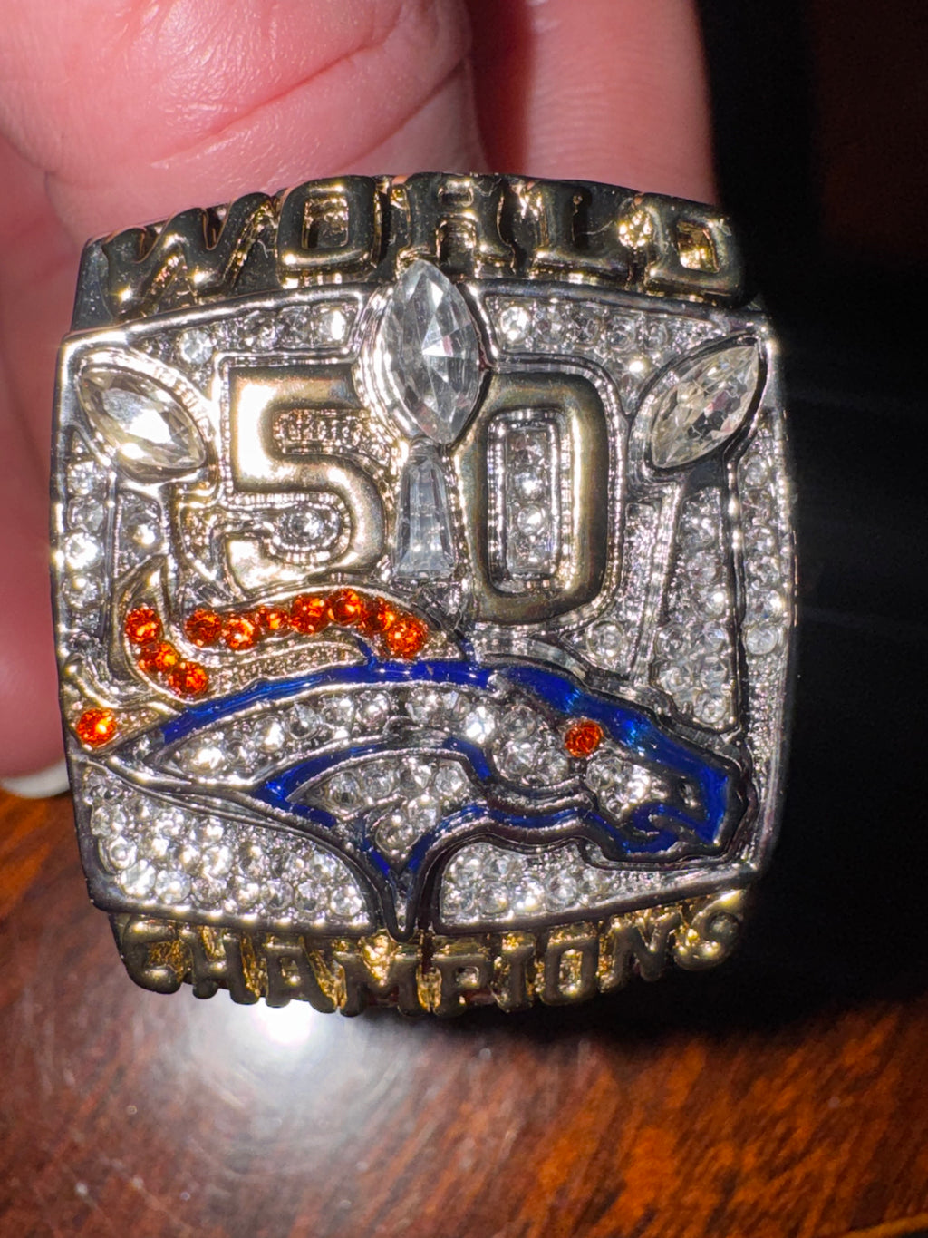 DENVER BRONCOS WORLD CHAMPION MILLER #58 RING REPLICA SZ 11