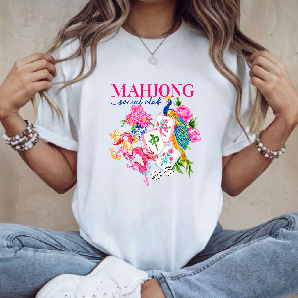 Mahjong Peacock Social Club Graphic Tee