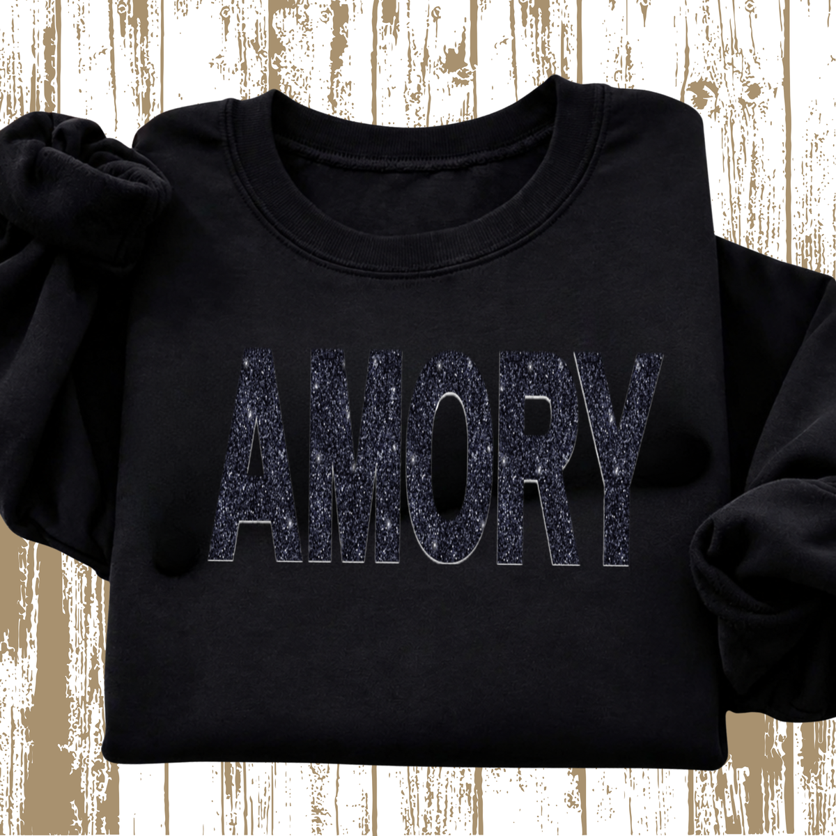 AMORY BLACK GLITTER ON BLACK SWEATSHIRT