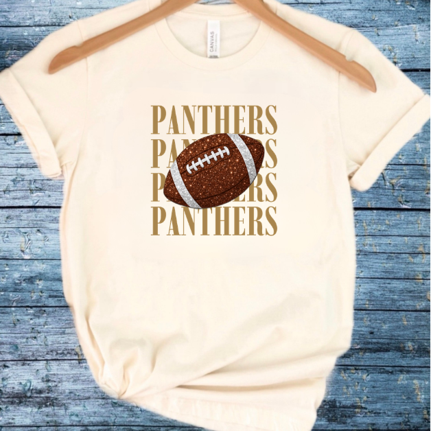 PANTHERS GLITTER FOOTBALL TEE