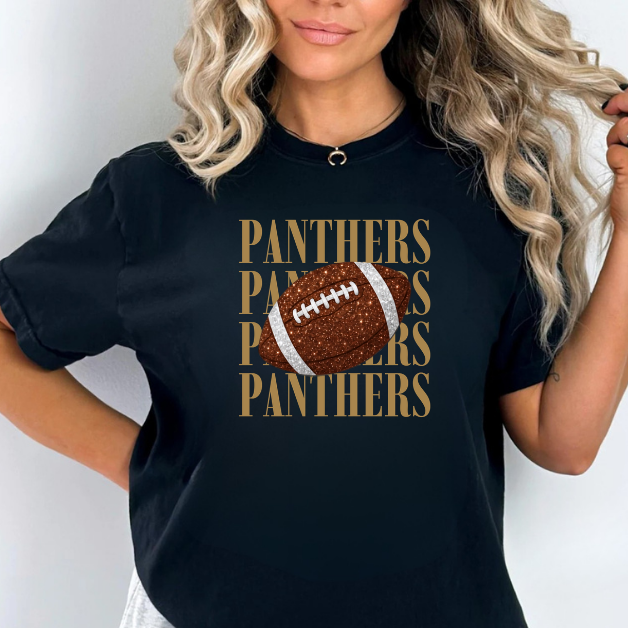 PANTHERS GLITTER FOOTBALL TEE