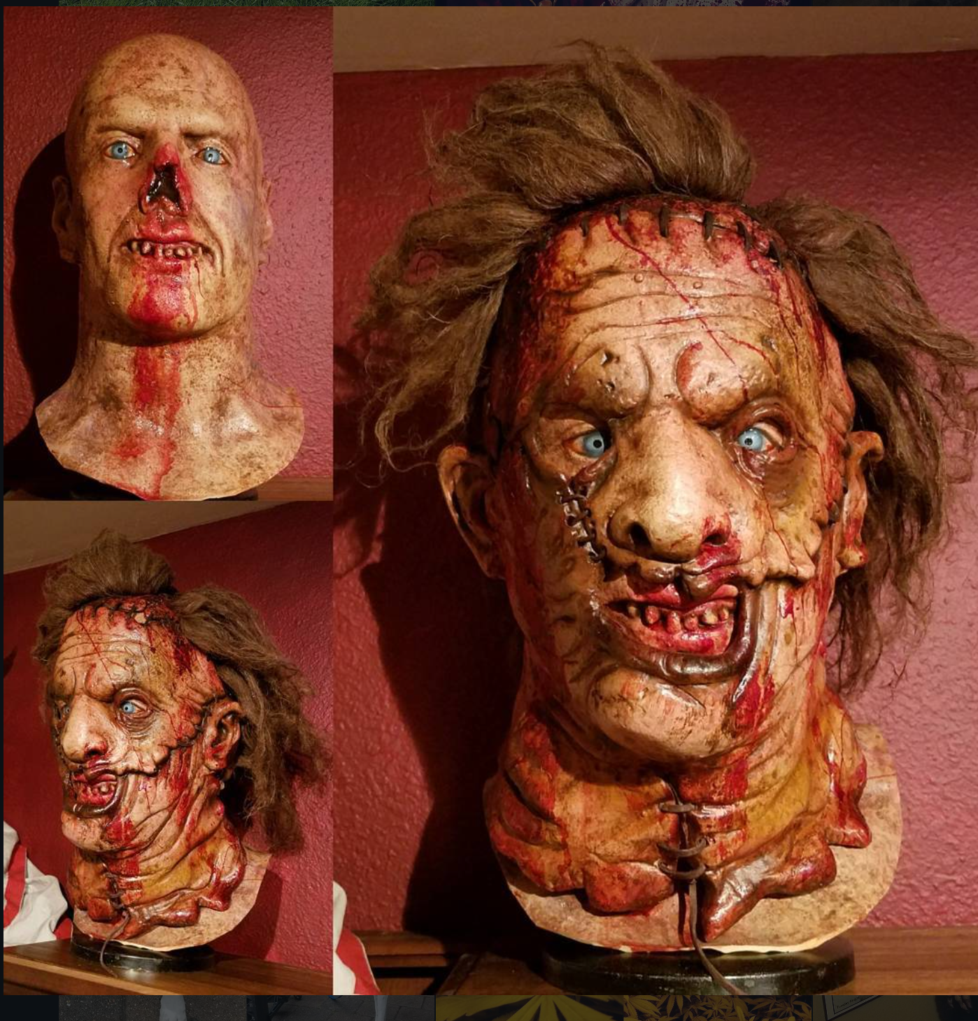 Ultra Realistic 1:1 Scale Leatherface Bust - Removable Mask